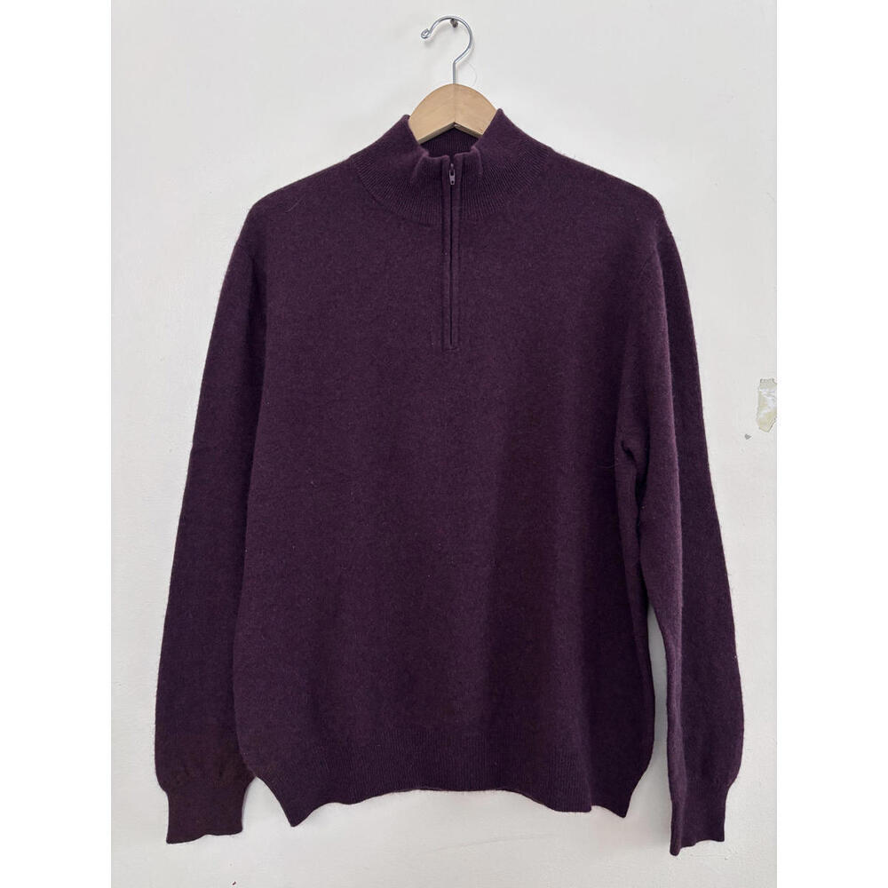 100% Cashmere Purple Men's Quarter Zip‎ International Waters size L